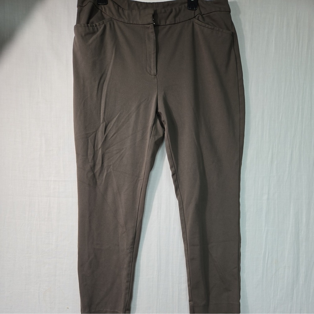 Chico's Women Size 3 Short (XL Short) Ankle Dress Pants Brown Stretch